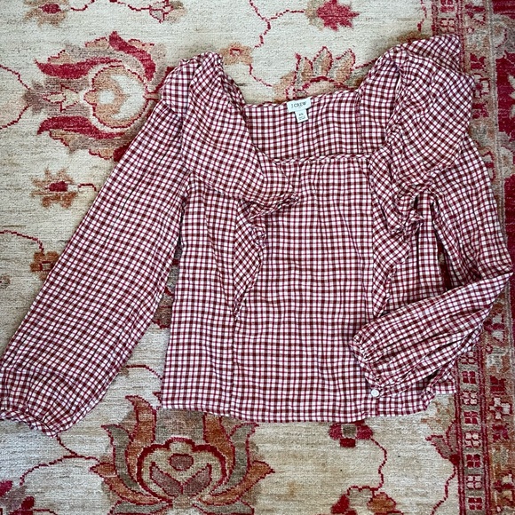 *SOLD* Square Neck Ruffle J.Crew Blouse - Picture 1 of 5